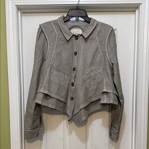 Hei Hei Anthropologie Layered Jacket Light Green Cropped Asymmetrical Size L